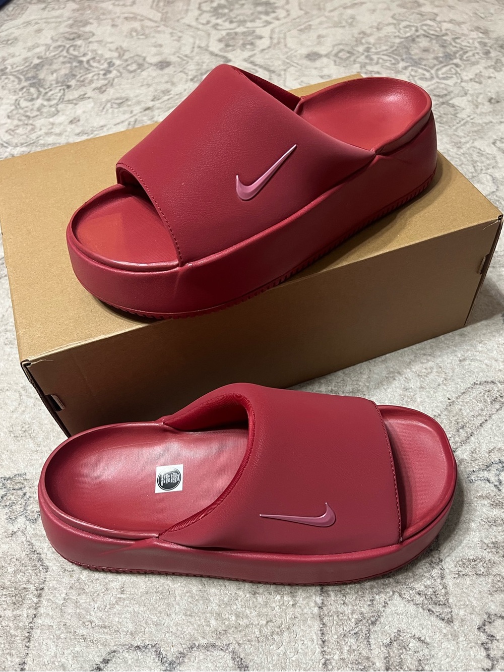 Nike Calm Elevation Women's Slides Crimson/Peony